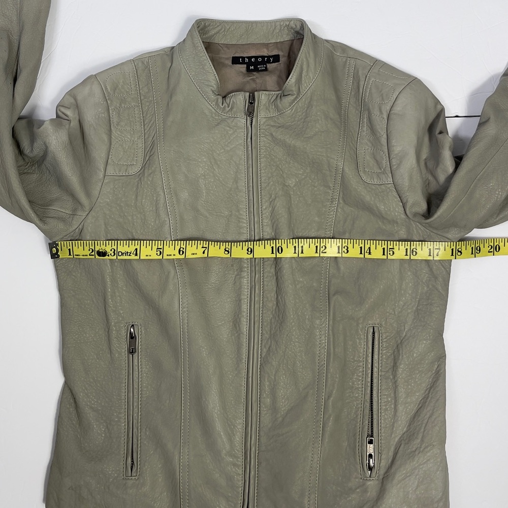 Theory Lamb Leather Light Gray Jacket M - image 4